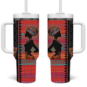 African Women Tumbler With Handle Ethnic Pattern