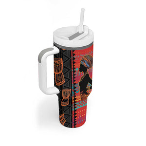 African Women Tumbler With Handle Ethnic Pattern