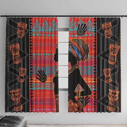 African Women Window Curtain Ethnic Pattern