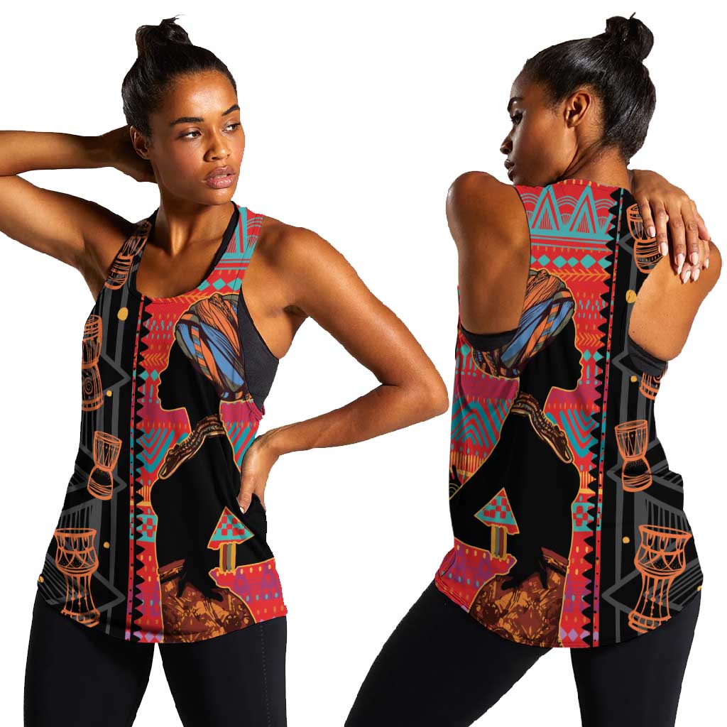 African Women Women Racerback Tank Ethnic Pattern