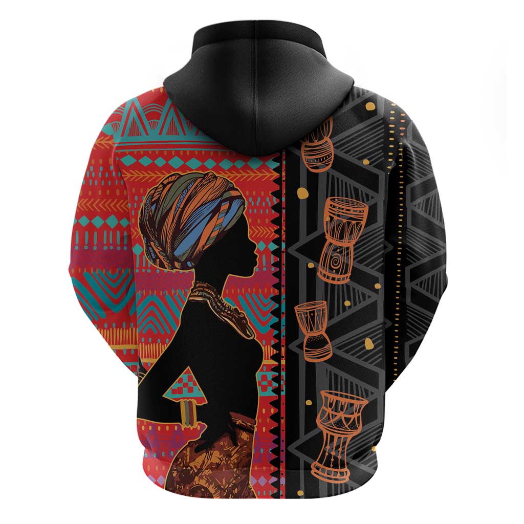 African Women Zip Hoodie Ethnic Pattern