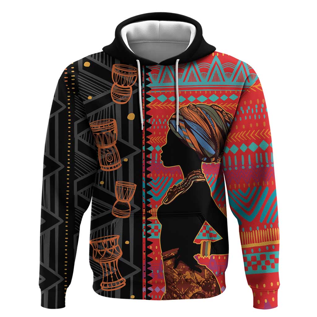African Women Zip Hoodie Ethnic Pattern
