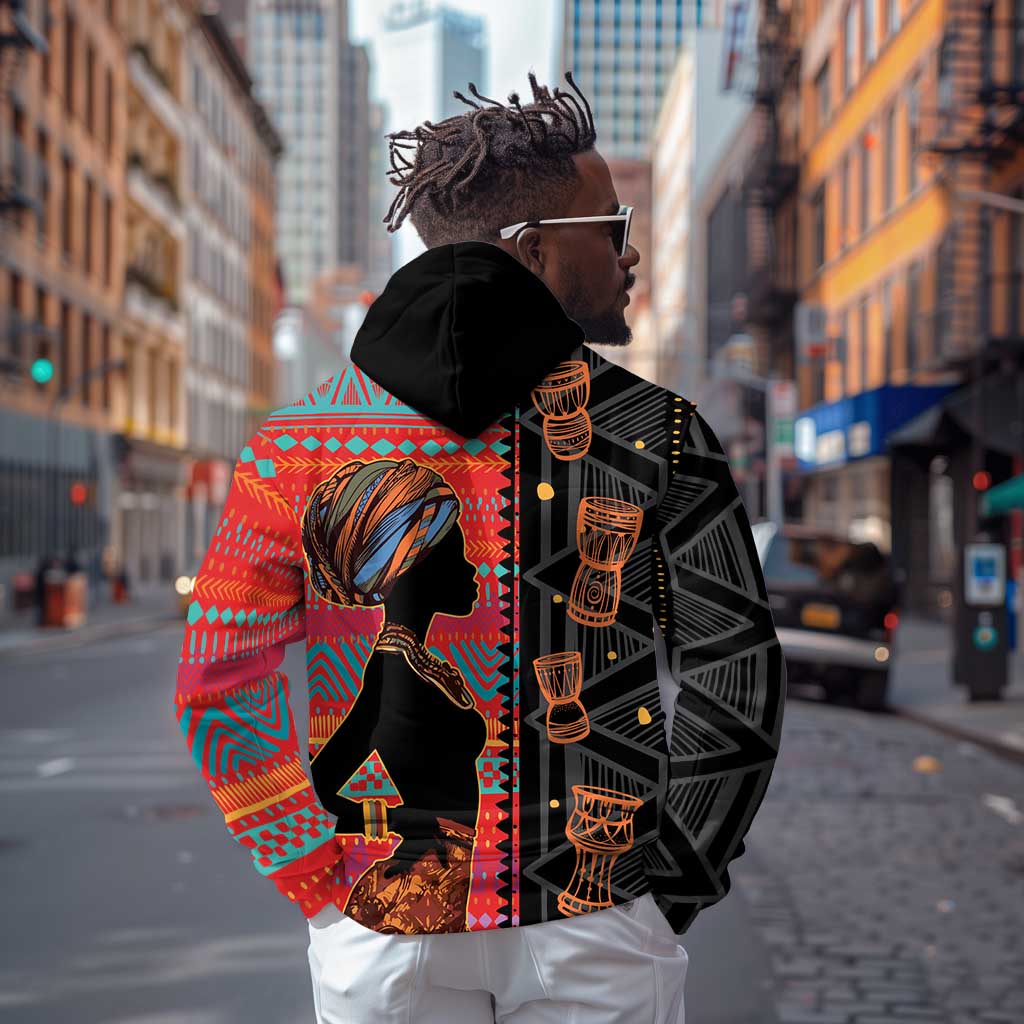 African Women Zip Hoodie Ethnic Pattern