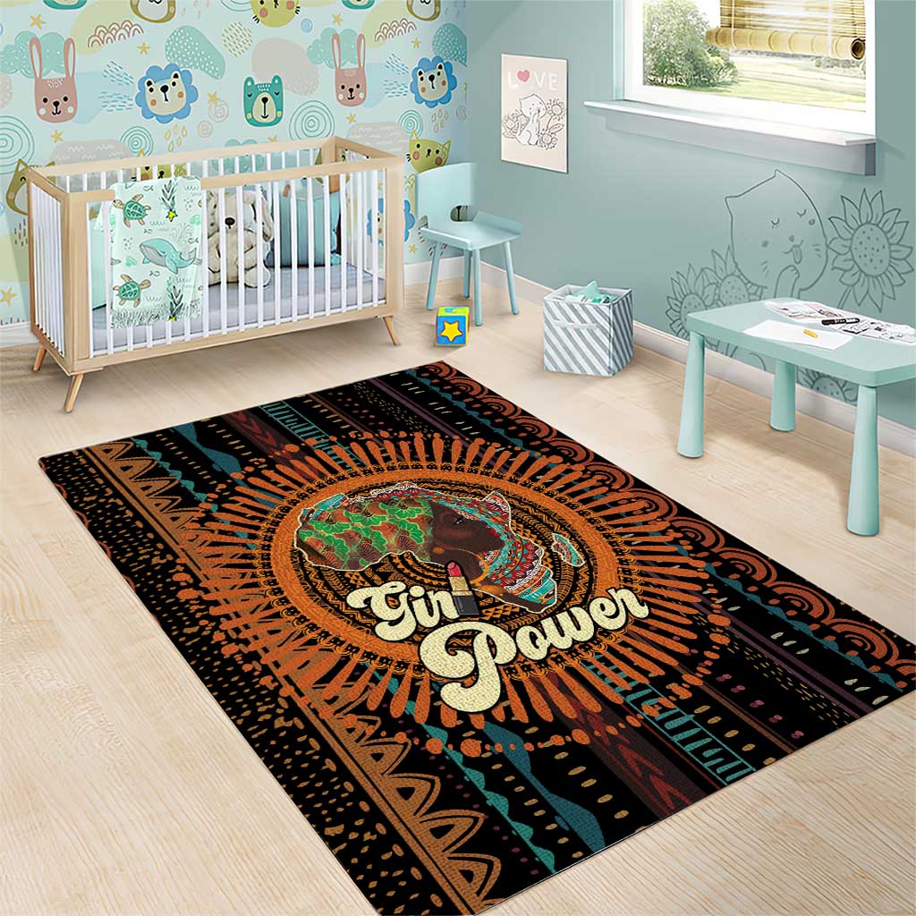 Happy International Women's Day Area Rug Black Girl Power
