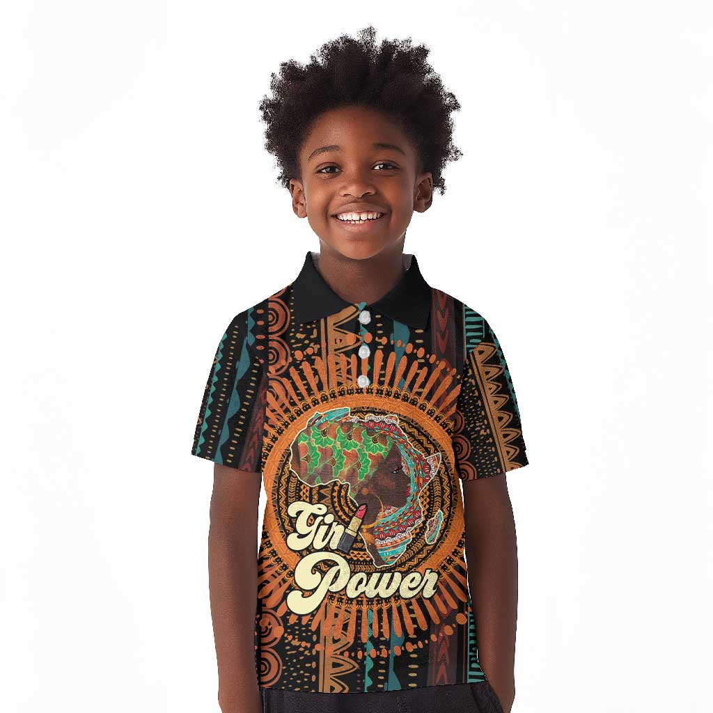 Happy International Women's Day Kid Polo Shirt Black Girl Power