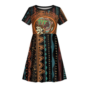 Happy International Women's Day Kid Short Sleeve Dress Black Girl Power
