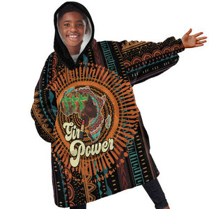 Happy International Women's Day Kid Wearable Blanket Hoodie Black Girl Power