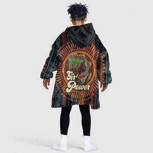 Happy International Women's Day Kid Wearable Blanket Hoodie Black Girl Power
