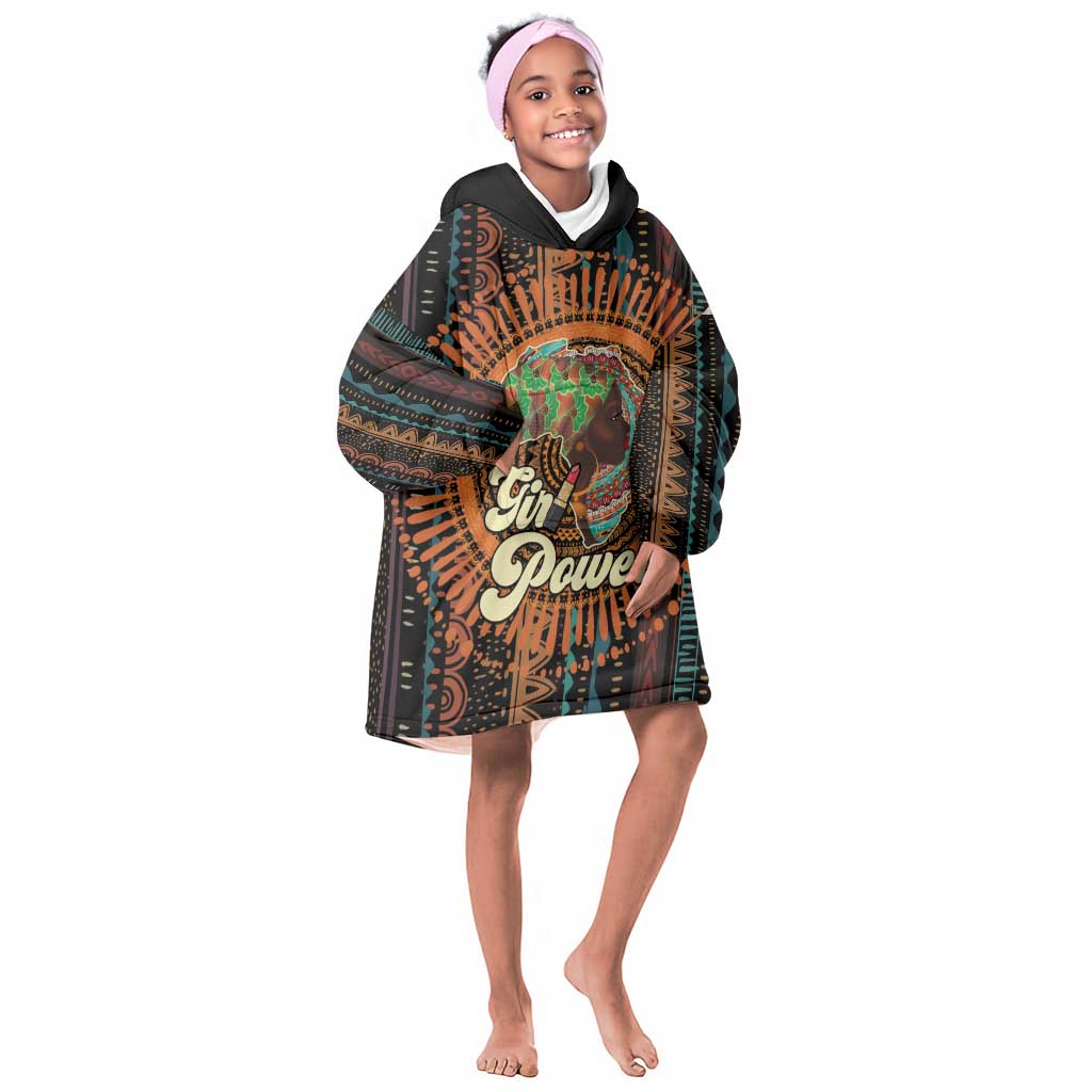 Happy International Women's Day Kid Wearable Blanket Hoodie Black Girl Power
