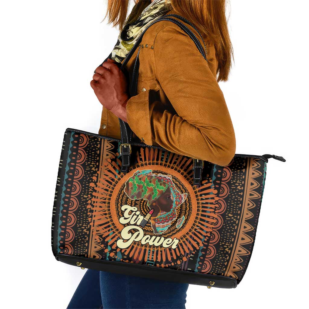 Happy International Women's Day Leather Tote Bag Black Girl Power
