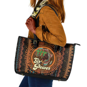 Happy International Women's Day Leather Tote Bag Black Girl Power