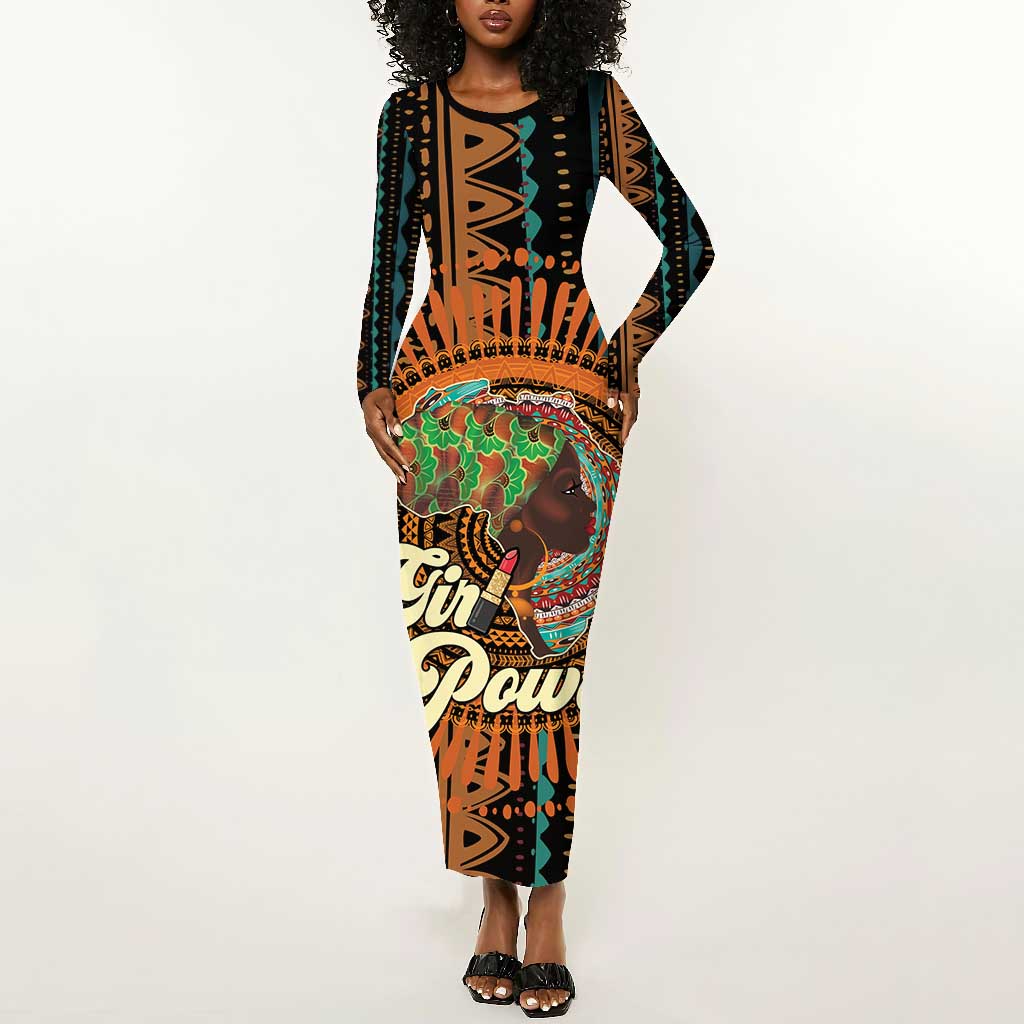 Happy International Women's Day Long Sleeve Bodycon Dress Black Girl Power LT15