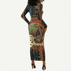 Happy International Women's Day Long Sleeve Bodycon Dress Black Girl Power LT15