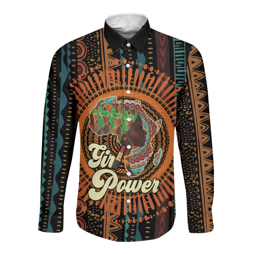 Happy International Women's Day Long Sleeve Button Shirt Black Girl Power