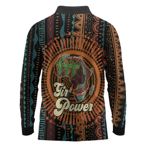 Happy International Women's Day Long Sleeve Polo Shirt Black Girl Power