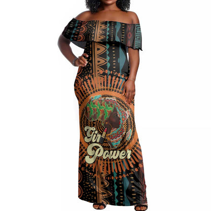 Happy International Women's Day Off Shoulder Maxi Dress Black Girl Power