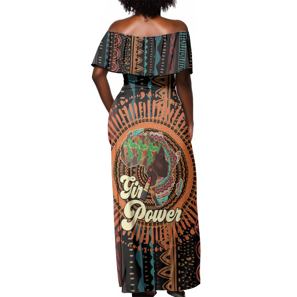 Happy International Women's Day Off Shoulder Maxi Dress Black Girl Power
