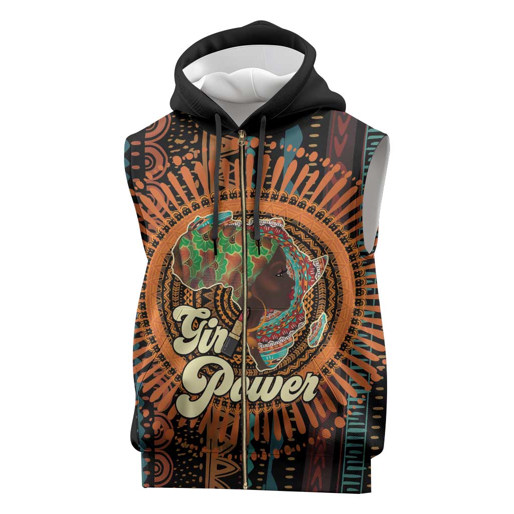 Happy International Women's Day Sleeveless Zip Hoodie Black Girl Power - African Pride