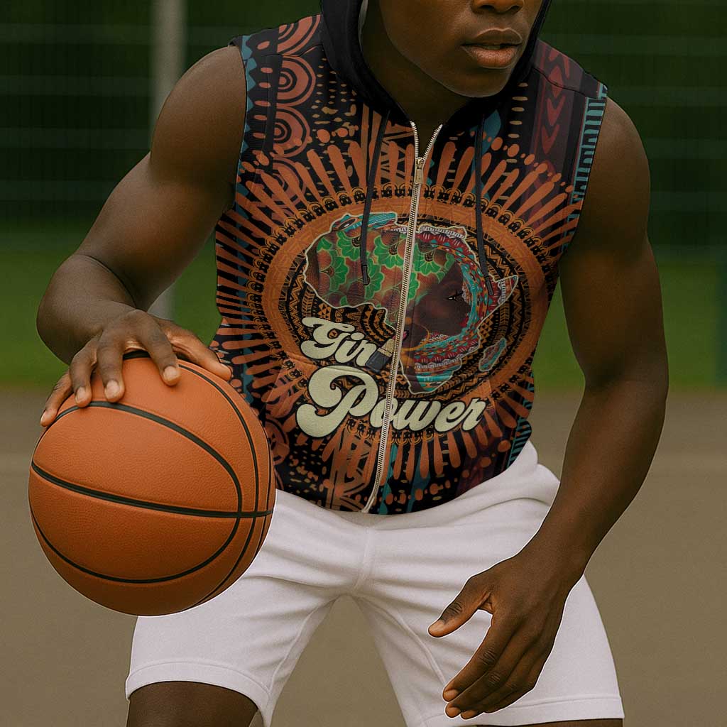 Happy International Women's Day Sleeveless Zip Hoodie Black Girl Power - African Pride