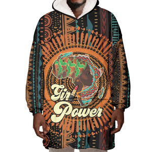 Happy International Women's Day Wearable Blanket Hoodie Black Girl Power