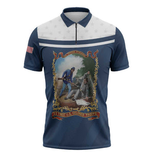 Personalized 22nd United States Colored Troops Zipper Polo Shirt E Pluribus Unum - African Pride