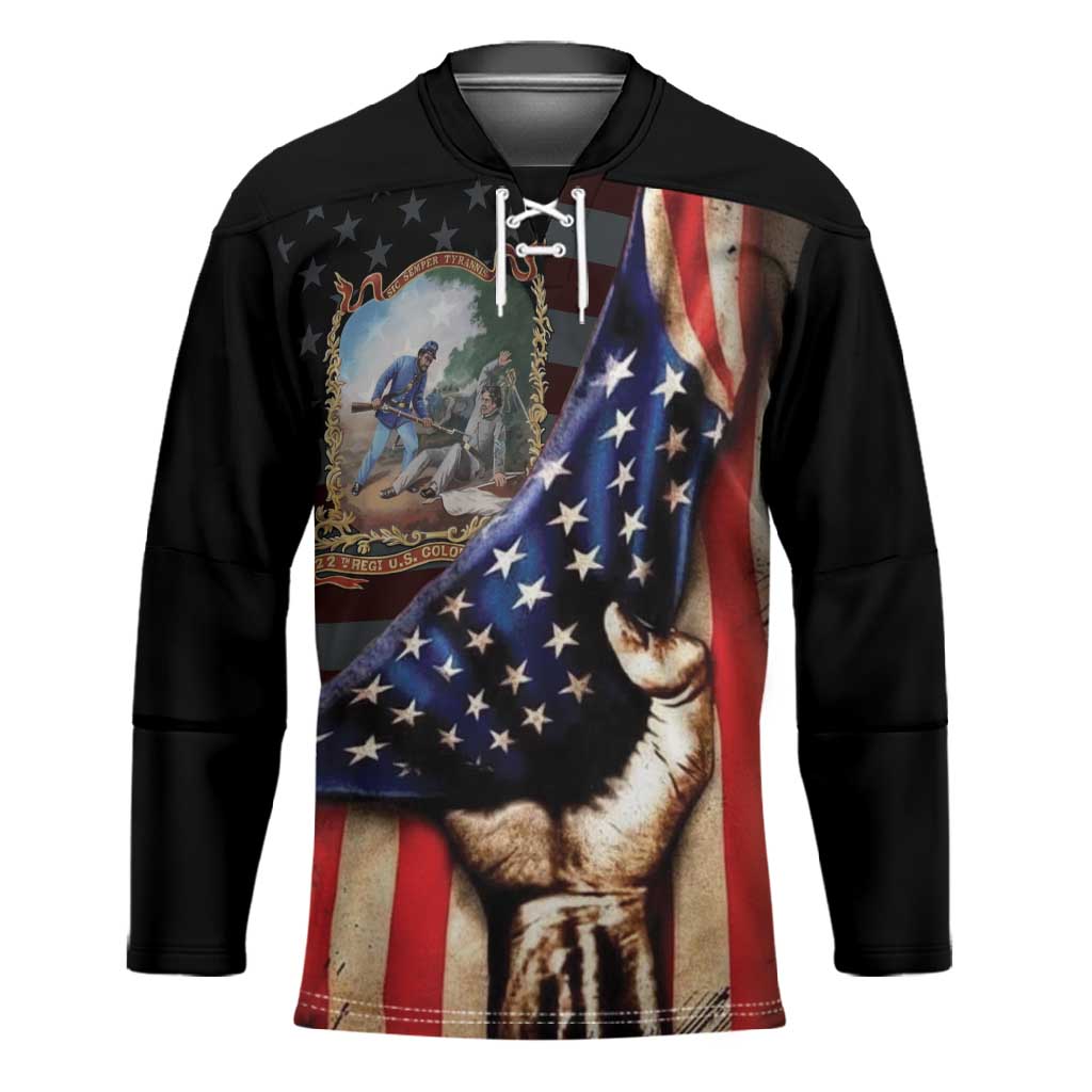 22nd United States Colored Troops Hockey Jersey Flag of Freedom - African Pride