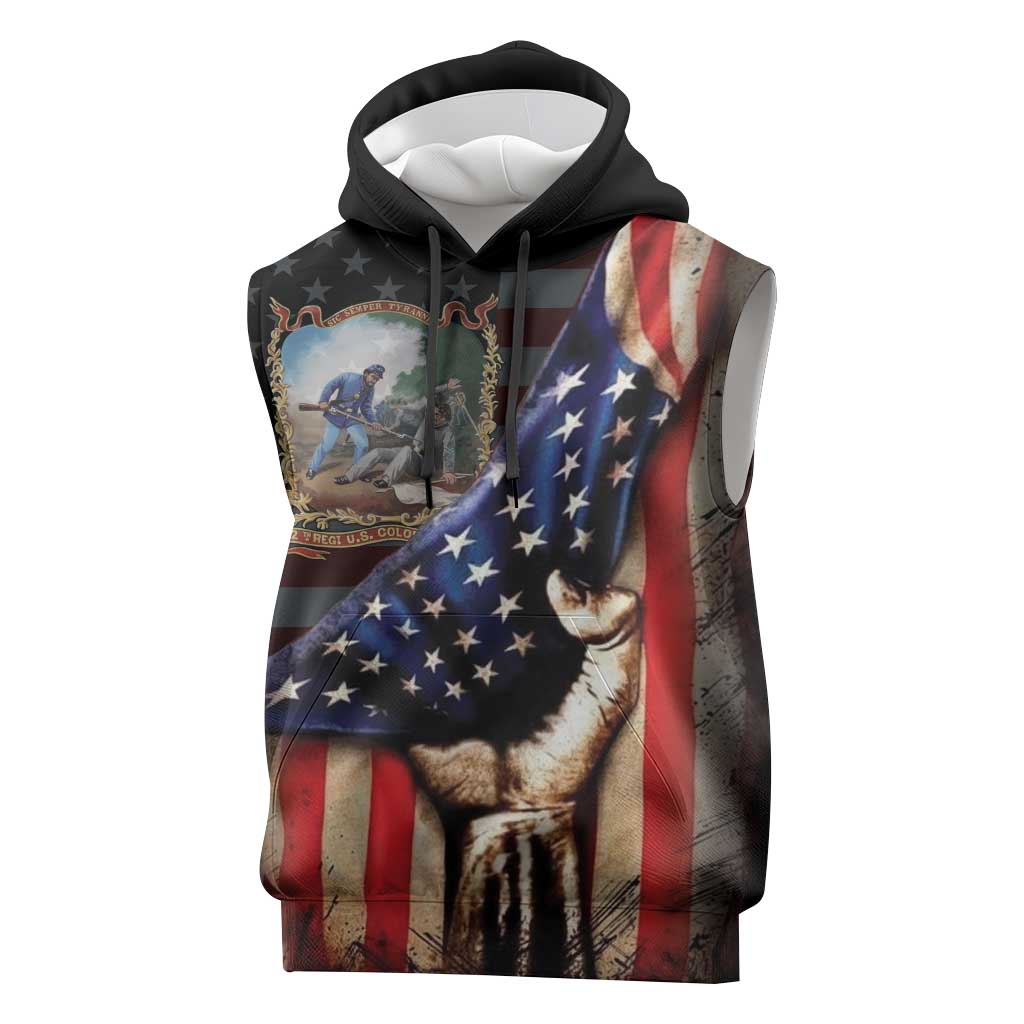 22nd United States Colored Troops Sleeveless Hoodie Flag of Freedom - African Pride