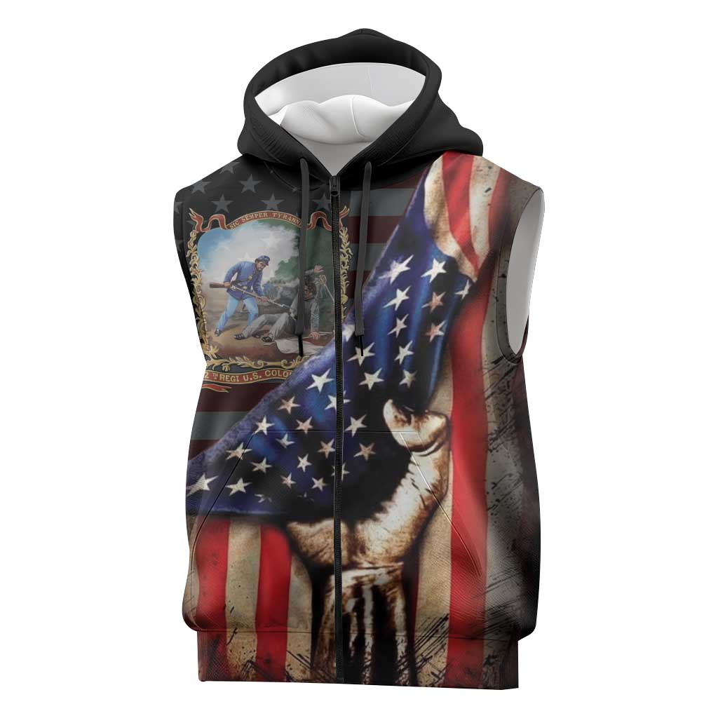 22nd United States Colored Troops Sleeveless Zip Hoodie Flag of Freedom - African Pride