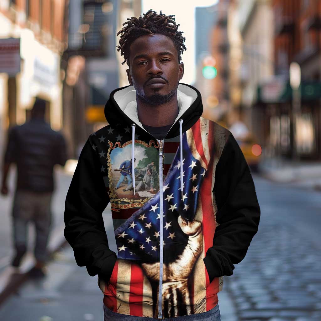 22nd United States Colored Troops Zip Hoodie Flag of Freedom - African Pride