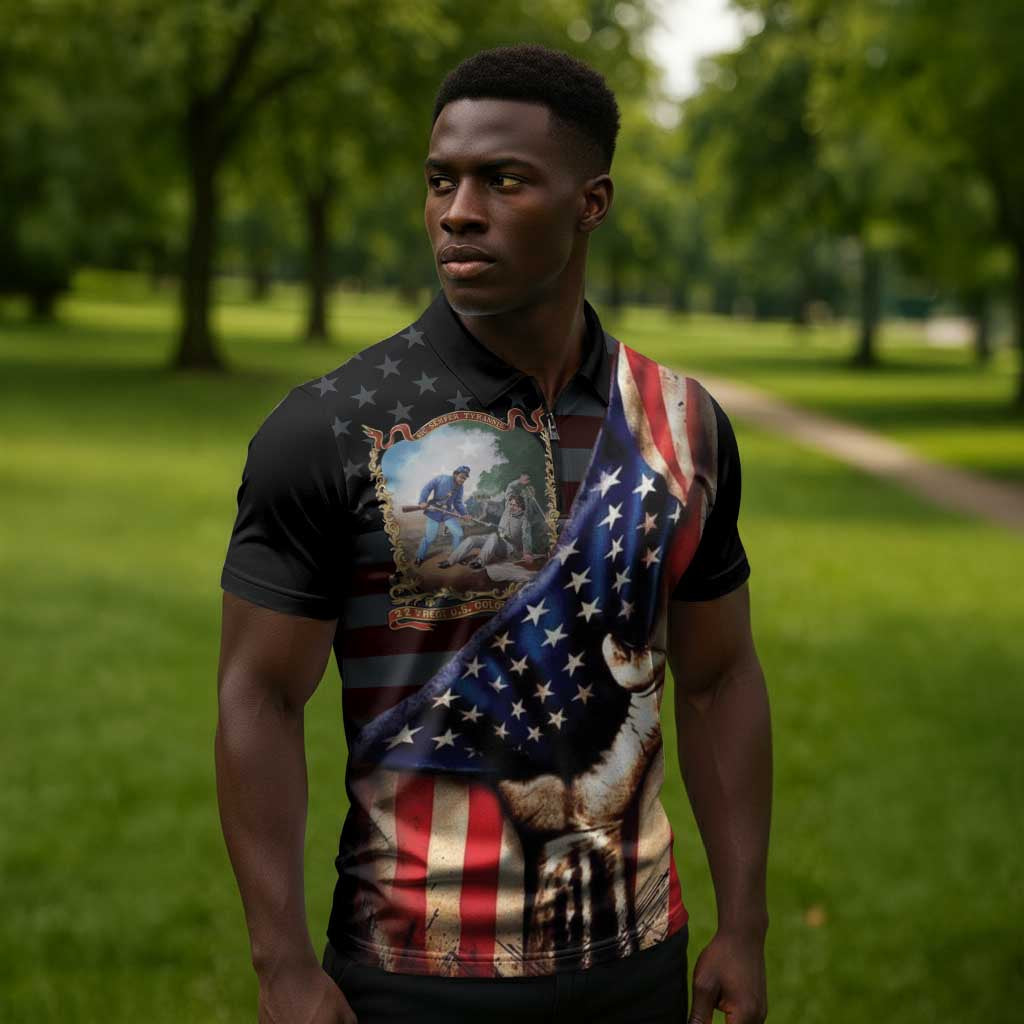 22nd United States Colored Troops Zipper Polo Shirt Flag of Freedom - African Pride