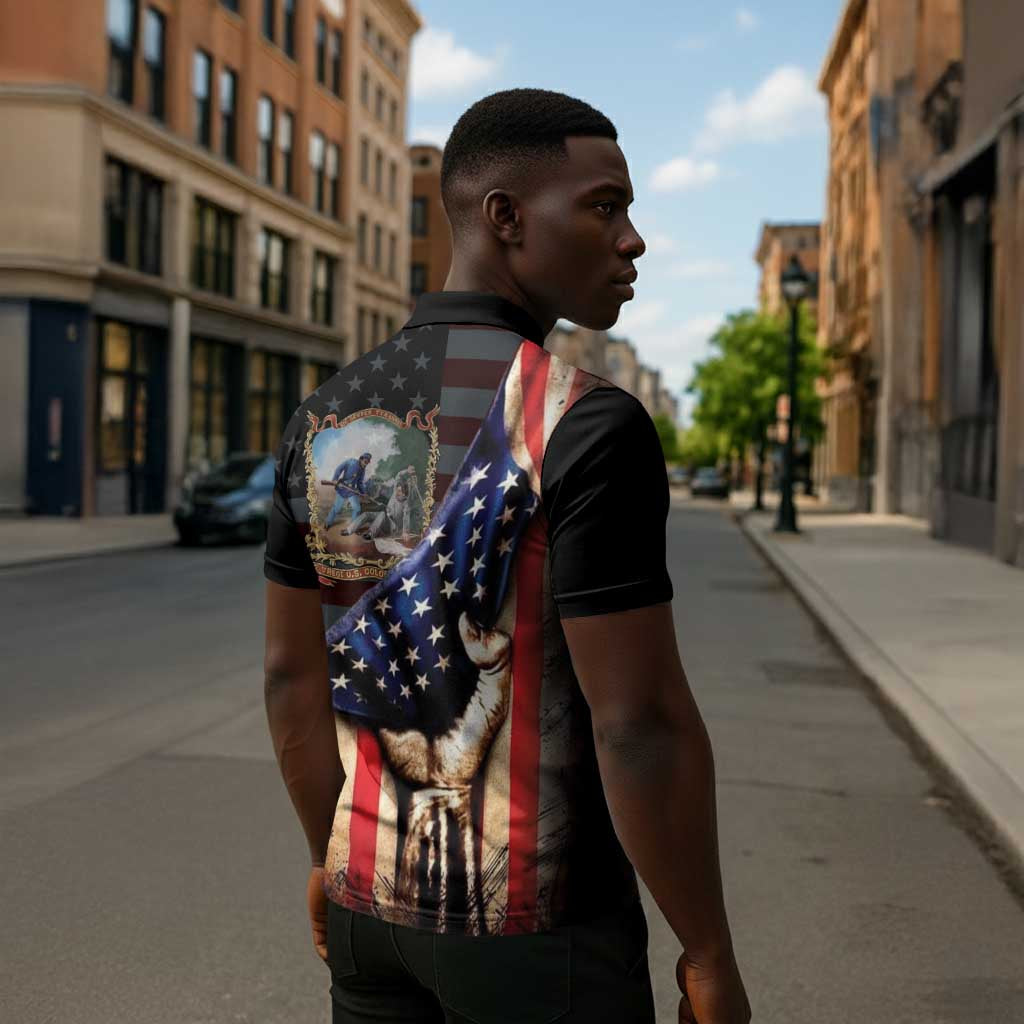 22nd United States Colored Troops Zipper Polo Shirt Flag of Freedom - African Pride