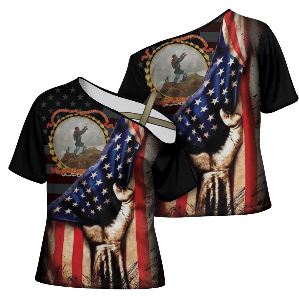 24th Regiment USCT Cross Shoulder Shirt Flag of Freedom - African Pride