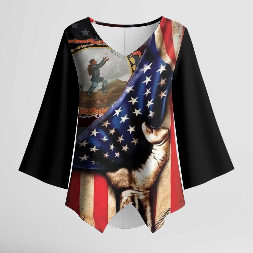 24th Regiment USCT Kimono Sleeve Blouse Flag of Freedom - African Pride