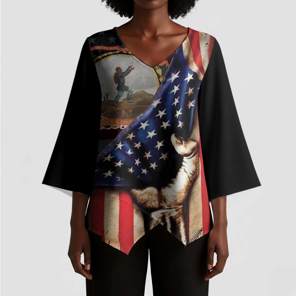 24th Regiment USCT Kimono Sleeve Blouse Flag of Freedom - African Pride