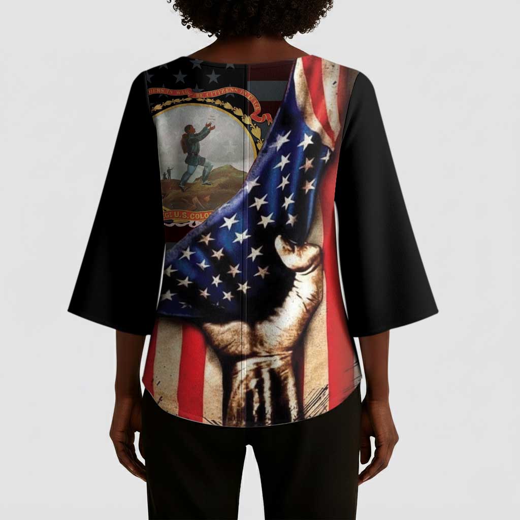 24th Regiment USCT Kimono Sleeve Blouse Flag of Freedom - African Pride