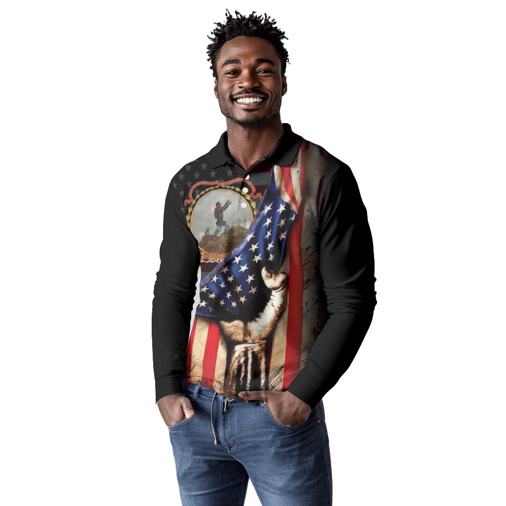 24th Regiment USCT Long Sleeve Polo Shirt Flag of Freedom - African Pride