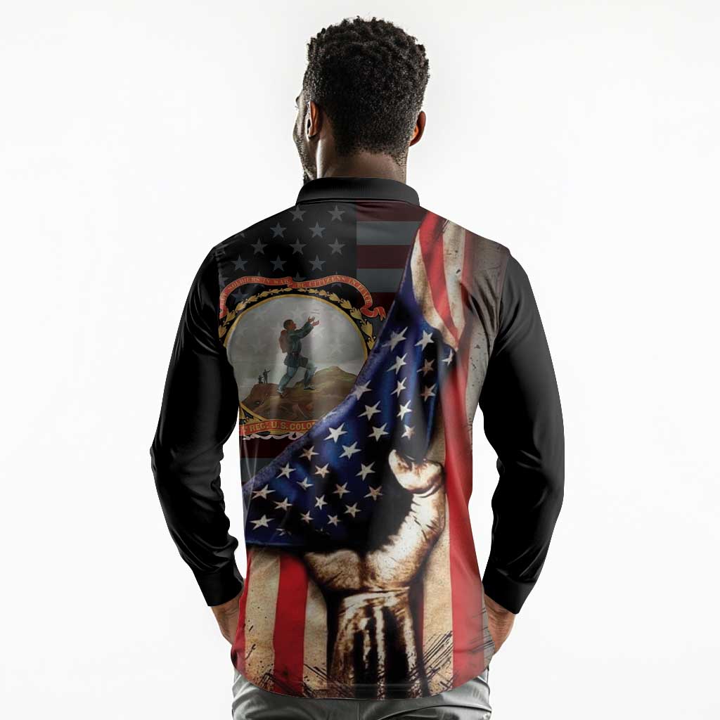 24th Regiment USCT Long Sleeve Polo Shirt Flag of Freedom - African Pride