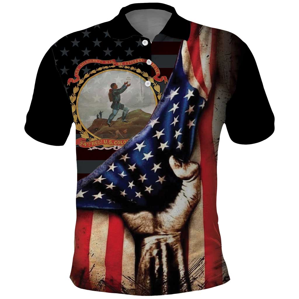 24th Regiment USCT Polo Shirt Flag of Freedom - African Pride
