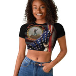 24th Regiment USCT Raglan Cropped T shirt Flag of Freedom - African Pride