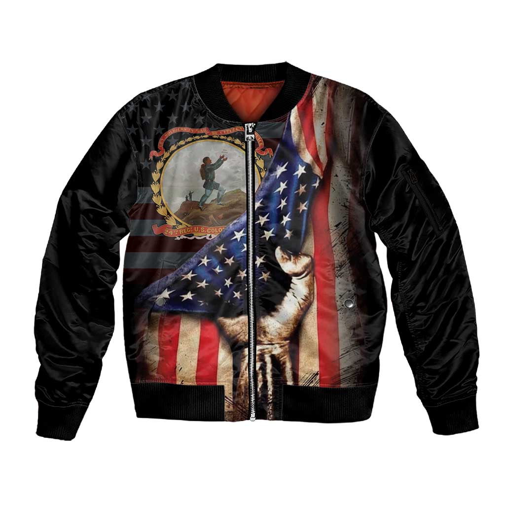 24th Regiment USCT Sleeve Zip Bomber Jacket Flag of Freedom - African Pride