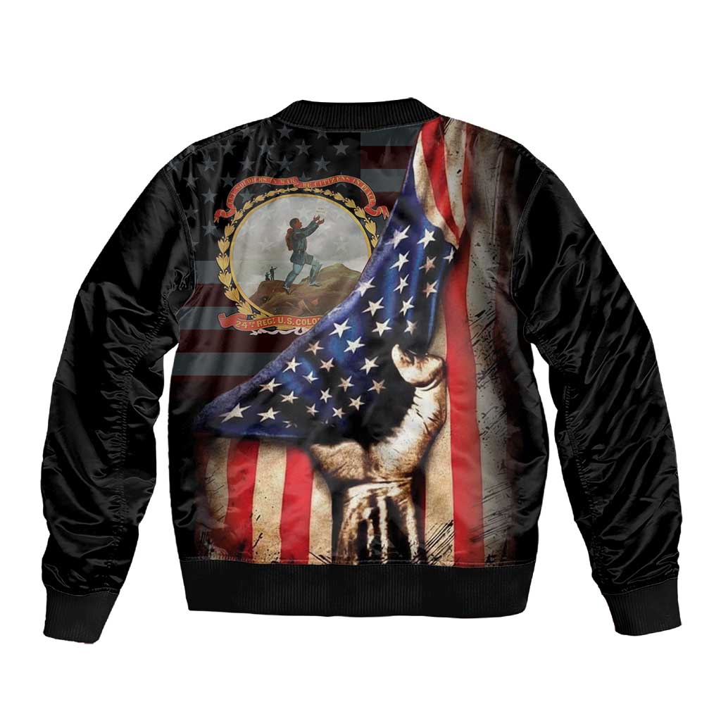 24th Regiment USCT Sleeve Zip Bomber Jacket Flag of Freedom - African Pride