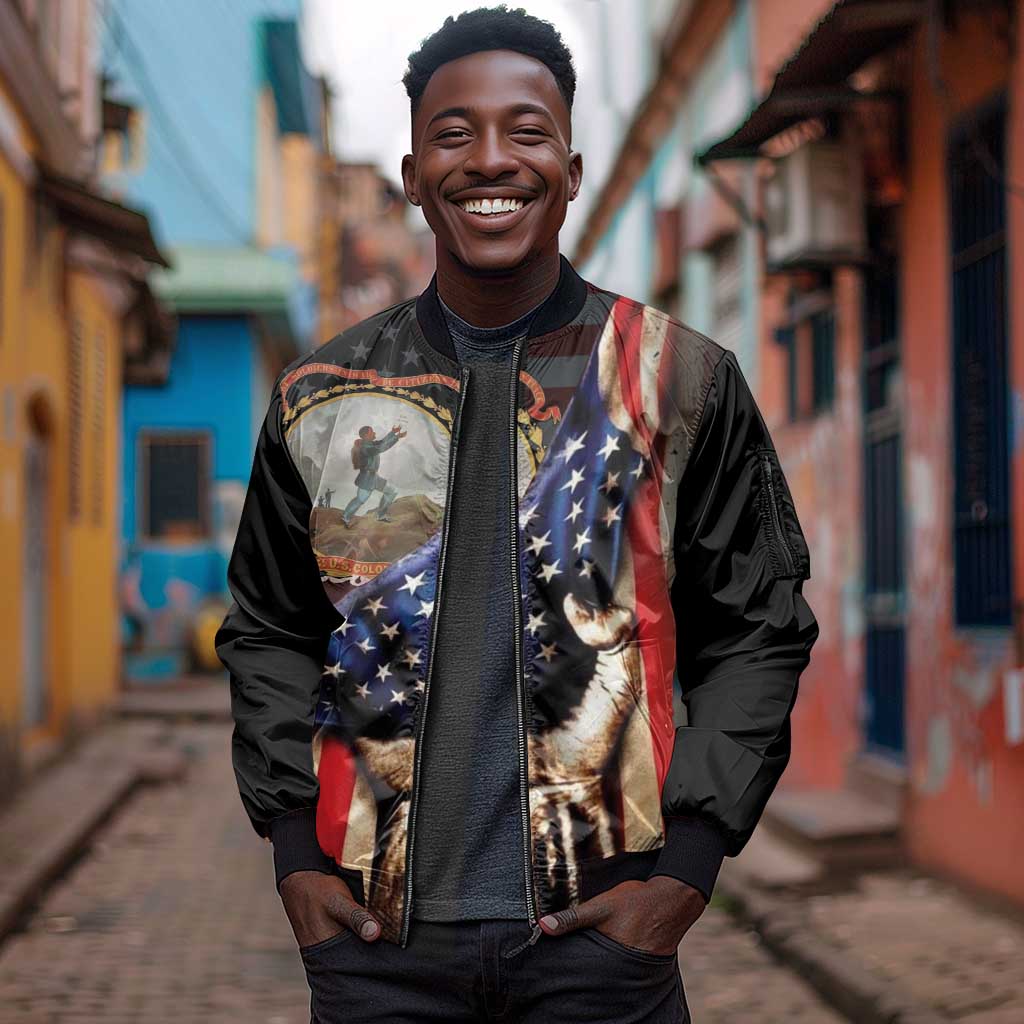 24th Regiment USCT Sleeve Zip Bomber Jacket Flag of Freedom - African Pride