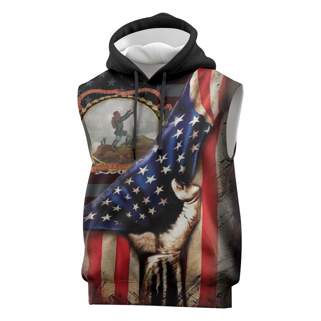 24th Regiment USCT Sleeveless Hoodie Flag of Freedom - African Pride