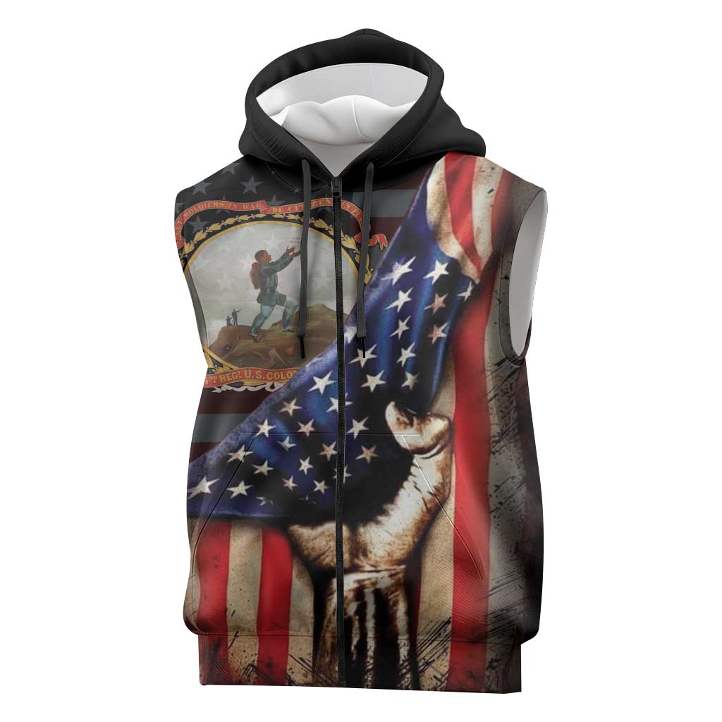 24th Regiment USCT Sleeveless Zip Hoodie Flag of Freedom - African Pride