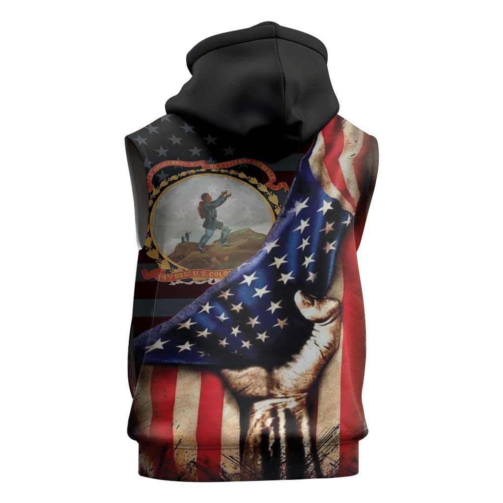 24th Regiment USCT Sleeveless Zip Hoodie Flag of Freedom - African Pride