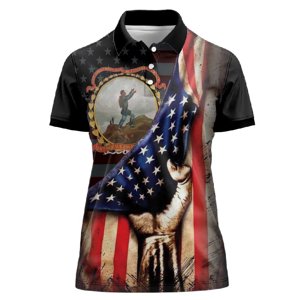 24th Regiment USCT Women Polo Shirt Flag of Freedom - African Pride
