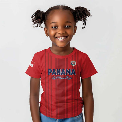 Custom Panama Football 2026 Kid T shirt La Marea Roja Rising