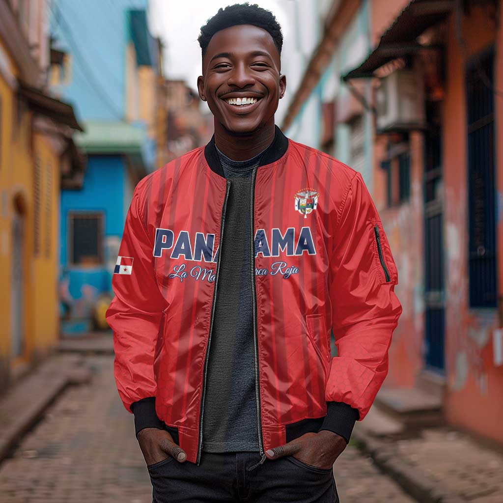 Custom Panama Football 2026 Sleeve Zip Bomber Jacket La Marea Roja Rising