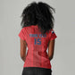 Custom Panama Football 2026 Women V-Neck T-Shirt La Marea Roja Rising