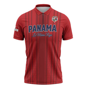 Custom Panama Football 2026 Zipper Polo Shirt La Marea Roja Rising